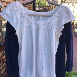 Loft white crochet detail top